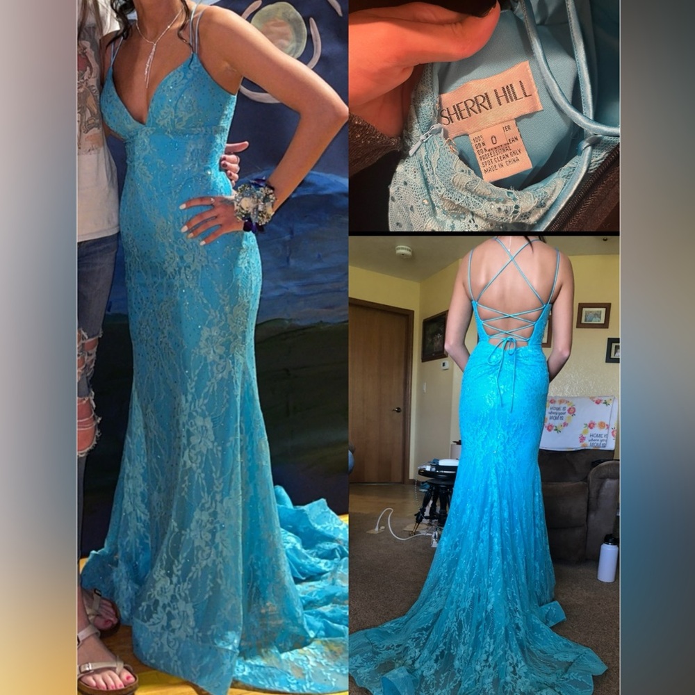 Sherri Hill Light Blue Prom Dress